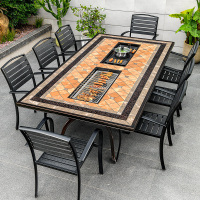 户外铸铝桌椅庭院花园休闲仿瓷砖露天阳台防水防晒室外 烧烤桌椅