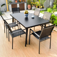 户外北欧桌椅组合室外露台露天防雨防晒别墅花园院子玻璃碳钢