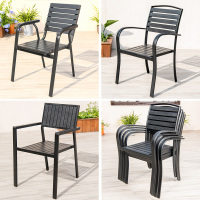 户外椅子塑木户外铁艺凳子奶茶咖啡厅休闲庭院家用木餐椅室外单椅