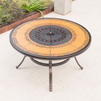 户外烧烤桌椅庭院花园桌子室外农家乐多用瓷砖桌烧烤双炉餐桌