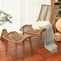 户外阳台躺椅休闲藤椅三件套组合休闲网红院子别墅编藤躺床躺椅