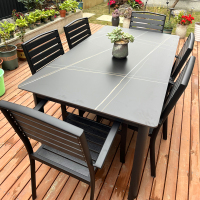 户外桌椅庭院阳台花园别墅休闲防腐木露天外摆五件套室外塑木长桌