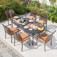 户外烧烤桌椅庭院休闲餐桌烧烤架烤肉烤盘神器家用韩式无烟电烤炉