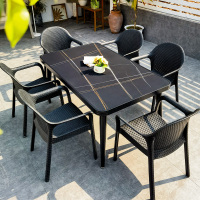 户外桌椅庭院花园休闲别墅室外岩板露台餐桌奶茶咖啡店室外桌椅