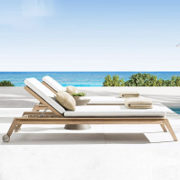 户外躺床休闲庭院花园别墅实木躺椅酒店露台露天泳池沙滩懒人躺床