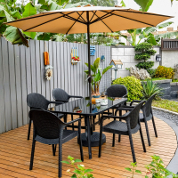 户外遮阳伞庭院露天配桌椅带伞组合咖啡厅奶茶店商用摆摊中柱伞