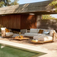 户外沙发休闲庭院露台花园柚木家俱设计师防水晒藤编茶几组合