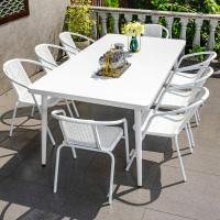 户外桌椅带伞室外椅子露天简约休闲防水防晒组合庭院白色靠背椅