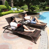 户外编藤躺椅别墅庭院游泳池沙滩藤椅室外阳台防水防晒休闲躺床