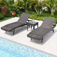 户外藤床咖啡桌组合户外露台休闲藤椅户外别墅庭院游泳池躺椅