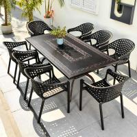 采购产品户外桌椅,庭院花园露台,户外铸铝烧烤桌,休闲露天宽靠背黑色桌椅