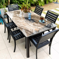 户外桌椅庭院花园露台休闲桌椅铝合金塑木椅岩板桌露天室外桌椅