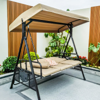 户外秋千摇椅庭院阳台吊椅室外荡秋千铁艺双人三人秋千椅花园摇床