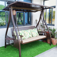 铸铝荡秋千庭院花园休闲吊椅家用阳台太阳能铁艺户外秋千摇椅