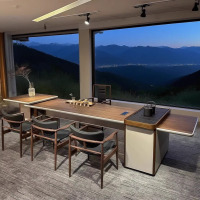 2025宋氏美学茶桌黑胡桃白蜡木设计师轻奢别墅茶台酒店民宿办公室