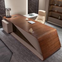 高端新中式黑胡桃白蜡木老板桌大班台酒店民宿办公室主管桌定制