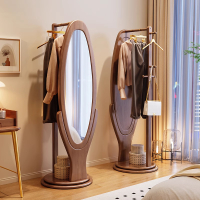 实木全身镜挂衣架一体落地镜卧室衣帽架可旋转简约现代试衣镜子