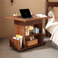 实木折叠茶几小户型沙发置物柜多功能移动边柜带轮客厅中古小桌子