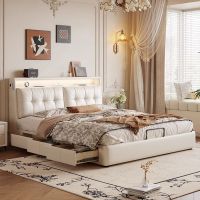 床 双人床现代简约皮艺床实木轻奢主卧婚床小户型储物家具