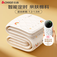 志高（CHIGO）单双人 智能定时单控亲肤棉料电热毯电褥子1.5m*1.2m【排潮除螨】花色随机
