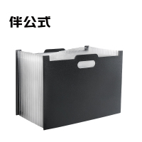 伴公式B1234横款A4风琴包多层13格手提资料册黑色