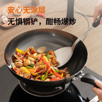 九阳（Joyoung）无涂层铸铁炒菜锅可立盖燃气煤气灶电磁炉通用家用中式不锈煎炒锅 带盖CF32C-CJ232-A 32