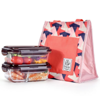 乐扣乐扣耐热玻璃分隔便当盒两件套耐高温可微波610ml+560ml LLG990S101