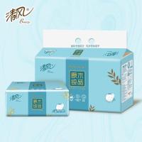 清风BR42AQ原木纯品四叶草压花3层120抽4包*5提共20包/箱