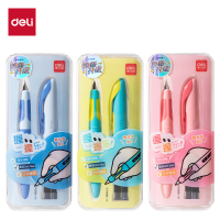 得力SF668易水洗学生钢笔EF明尖(墨蓝)(1笔+2墨囊/盒)