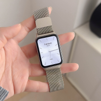 适用小米手环9pro渐变米兰磁吸表带8pro运动智能手表红米watch5腕表带watch4金属表链女生夏季透气粉3264