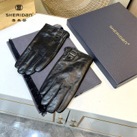 SHERIDAN喜来登男士绵羊皮加绒皮手套配真丝围巾NL171207S