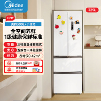 美的(Midea)340一级能效双变频法式多门四开门小型白色电冰箱超薄风冷无霜节能低噪MR-340WFPE极地白