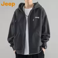 JEEP吉普连帽开衫卫衣男士春秋款夹克宽松休闲潮牌春装上衣服外套