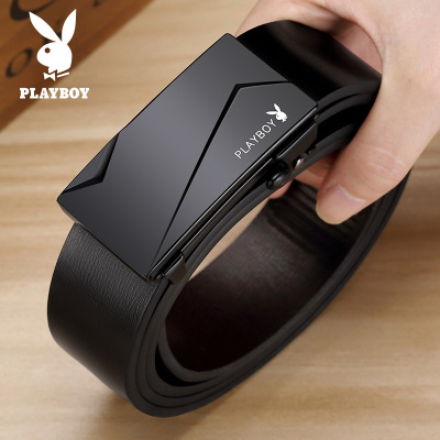 花花公子男士皮带真皮2025新款内穿无牙自动扣休闲腰带内扣式裤带