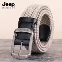 JEEP SPIRIT吉普皮带男帆布休闲编织免打孔腰带百搭松紧弹力裤带