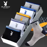 花花公子袜子男纯棉春夏薄款棉袜运动休闲吸汗全棉中筒透气长袜潮
