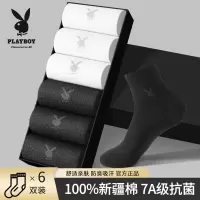 花花公子袜子男纯棉夏薄款男款中筒袜防臭吸汗7a抗菌男士全棉男袜