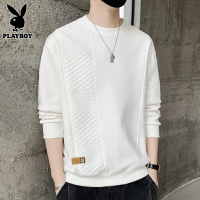 花花公子卫衣男士加绒长袖t恤潮牌宽松秋冬季新款男装白色上衣服