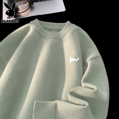 花花公子秋冬季毛衣男士潮牌宽松加厚百搭休闲打底针织衫线衣男生