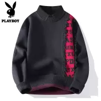 假两件毛衣男宽松秋冬季2024新款潮流衬衫领线衣加厚打底针织衫潮