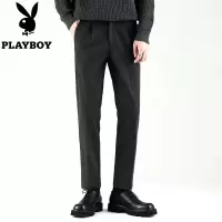 花花公子420克毛呢西裤男秋冬款加厚保暖商务休闲重磅西装长裤子