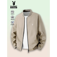 花花公子2025秋季男士棒球领夹克衫中年商务行政茄克衫纯色外套C
