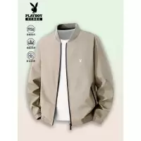 花花公子2025秋季男士棒球领夹克衫中年商务行政茄克衫纯色外套C