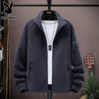 花花公子摇粒绒外套男士春秋季2025新款潮流休闲时尚立领夹克男装