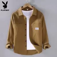 花花公子长袖衬衫男士上衣服春秋季新款纯棉休闲工作服衬衫外套男款
