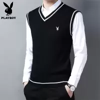 花花公子毛衣男士V领马甲针织衫秋冬季坎肩背心马夹外套男装秋款
