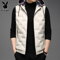 花花公子男士羽绒马甲2024年冬季新款休闲保暖背心连帽马夹外套男