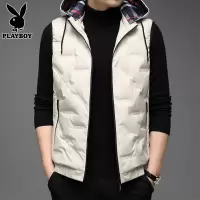 花花公子男士羽绒马甲2024年冬季新款休闲保暖背心连帽马夹外套男