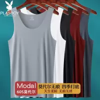 花花公子纯白色男士背心莫代尔打底内穿无痕跨栏汗衫健身冰丝吊带
