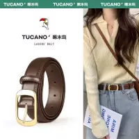 啄木鸟皮带女士2025新款真皮时尚高级感百搭针扣牛皮配牛仔裤腰带